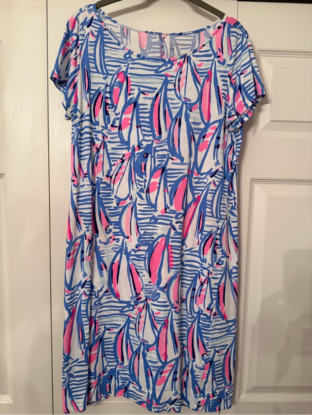 Lilly Pulitzer Pastel Blue and Pink Sailboat Print Dress